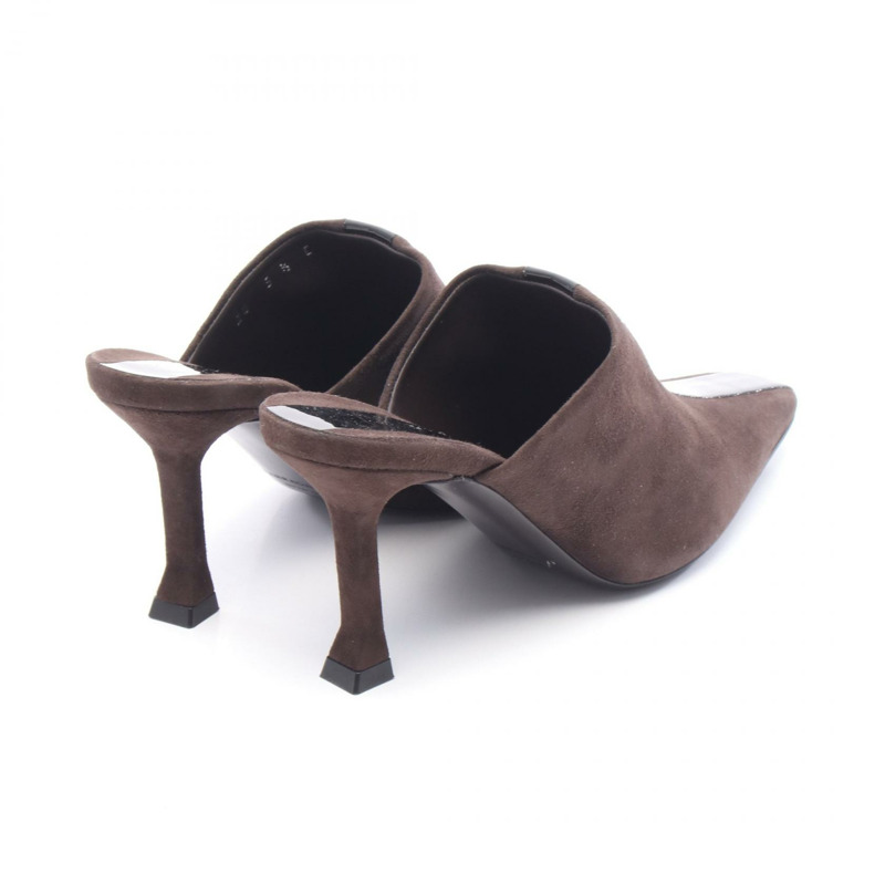 Salvatore Ferragamo Mule #5.5C 高跟涼鞋 絨面革 漆皮 棕色 二手-1