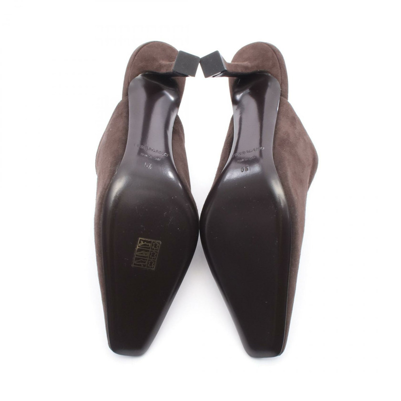 Salvatore Ferragamo Mule #5.5C 高跟涼鞋 絨面革 漆皮 棕色 二手-3