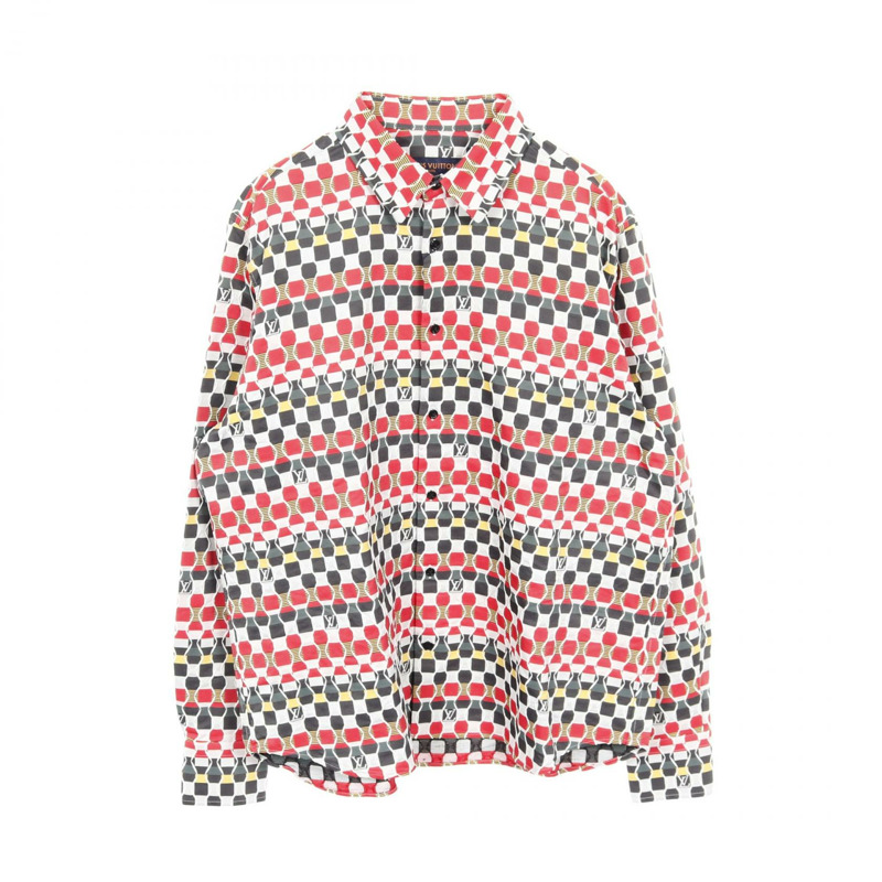 LOUIS VUITTON Amen Break 提花常規版型襯衫上衣 XL 碼聚酯紅色-0