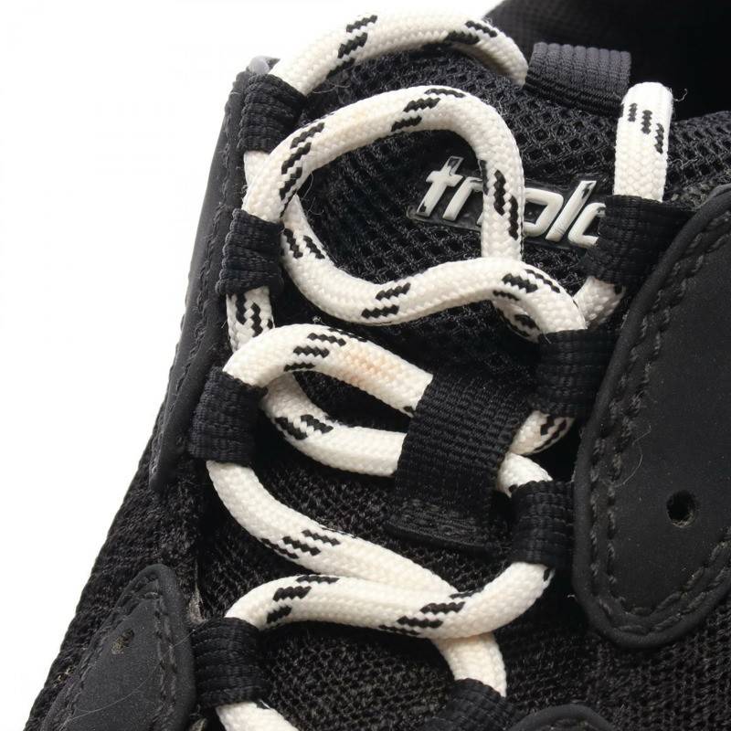 BALENCIAGA Triple S 運動鞋 #9 皮革布料黑色綠色二手男款-7