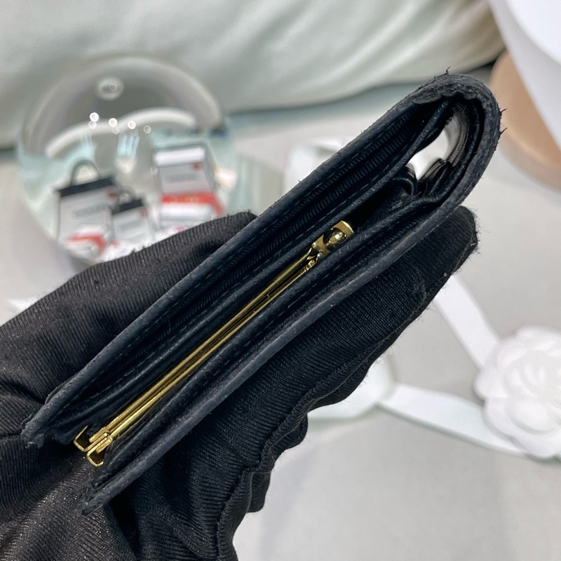 Chanel 香奈兒 中古黑色菱格長夾 XB345-7