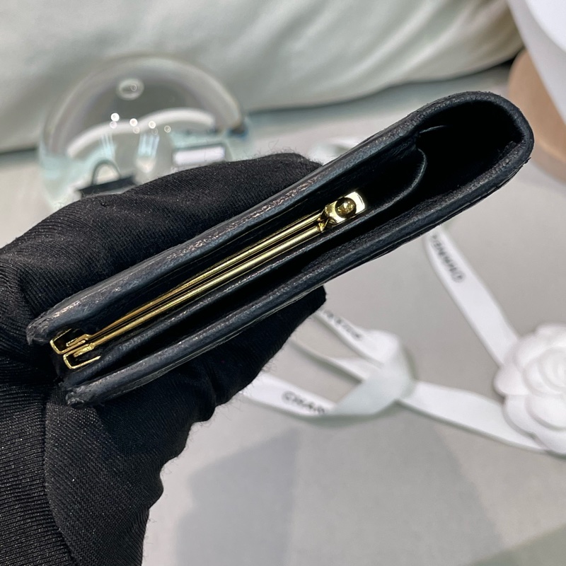 Chanel 香奈兒 中古黑色菱格長夾 XB345-8