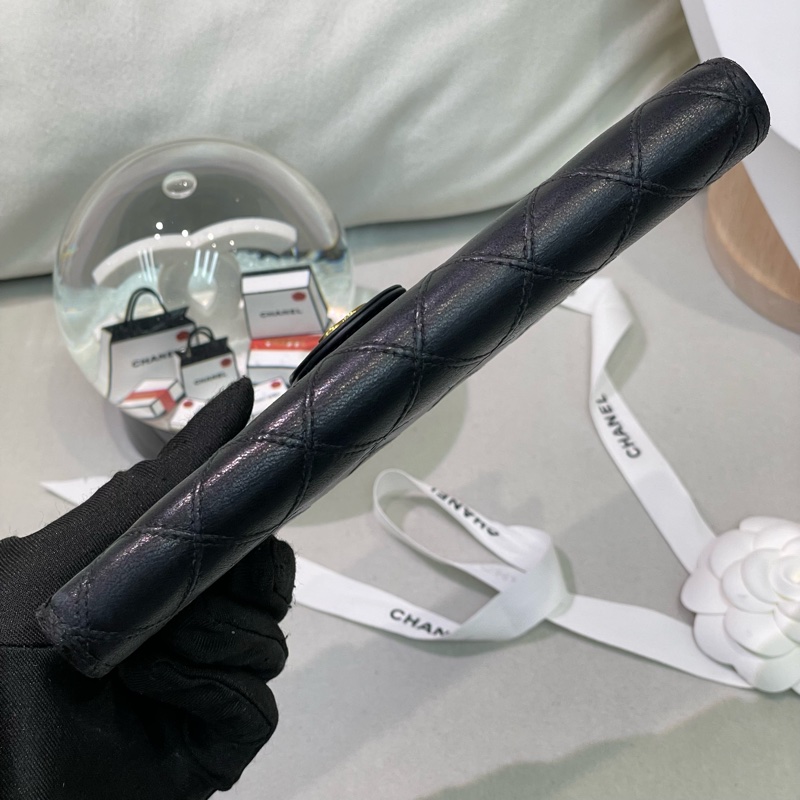 Chanel 香奈兒 中古黑色菱格長夾 XB345-9
