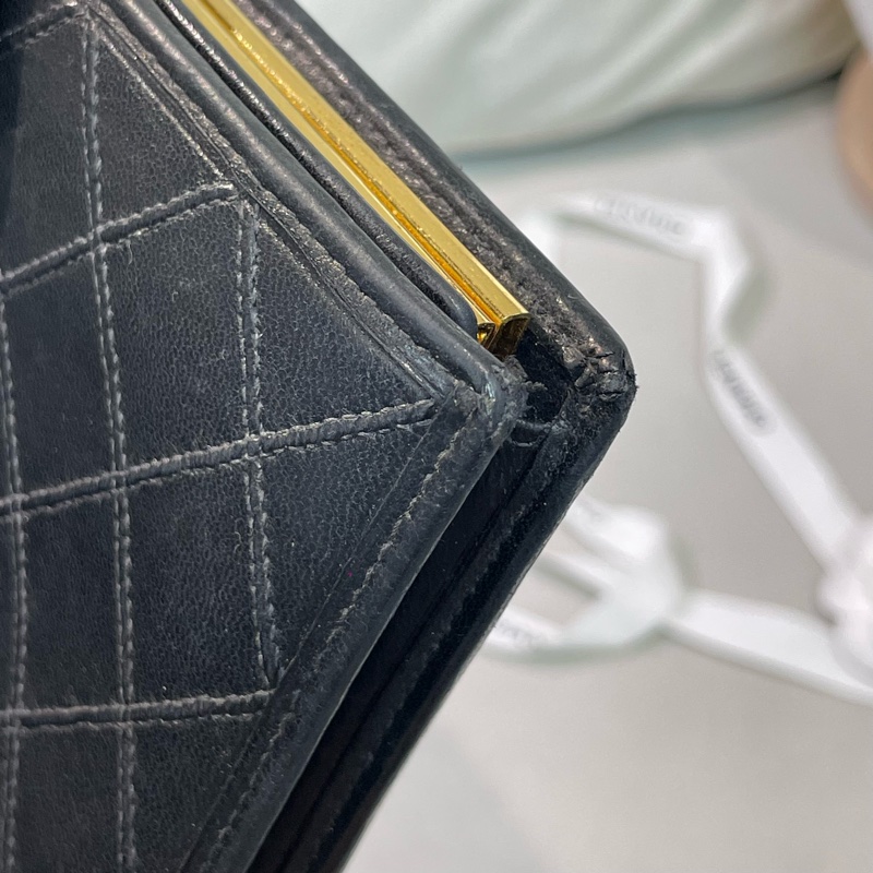 Chanel 香奈兒 中古黑色菱格長夾 XB345-11