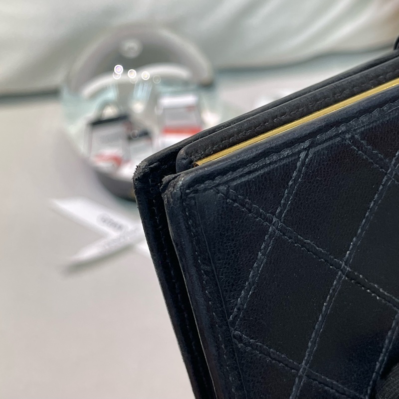 Chanel 香奈兒 中古黑色菱格長夾 XB345-12