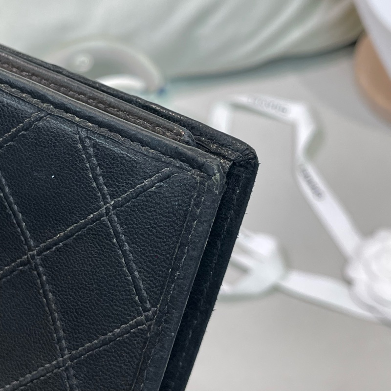 Chanel 香奈兒 中古黑色菱格長夾 XB345-43