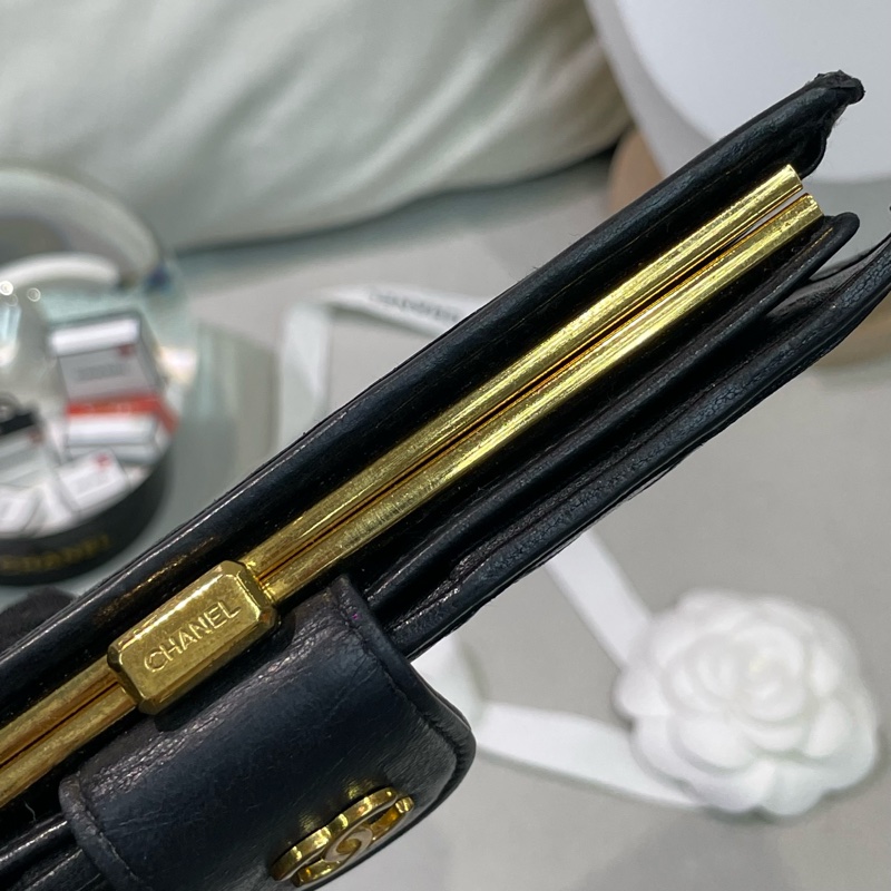 Chanel 香奈兒 中古黑色菱格長夾 XB345-48