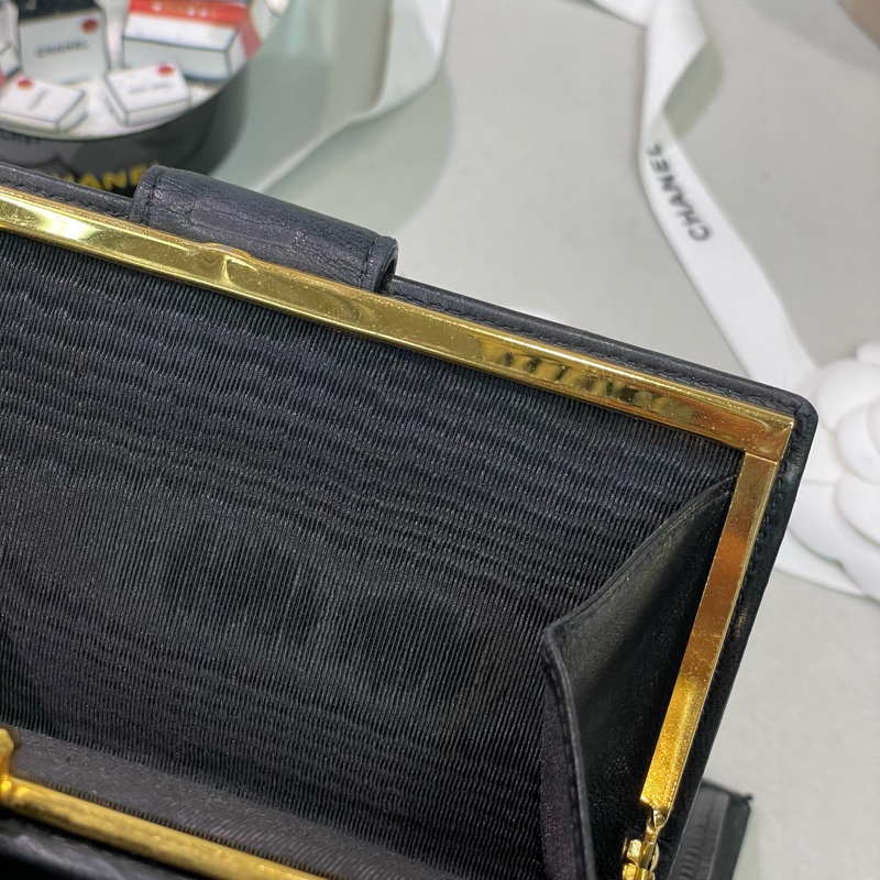 Chanel 香奈兒 中古黑色菱格長夾 XB345-51