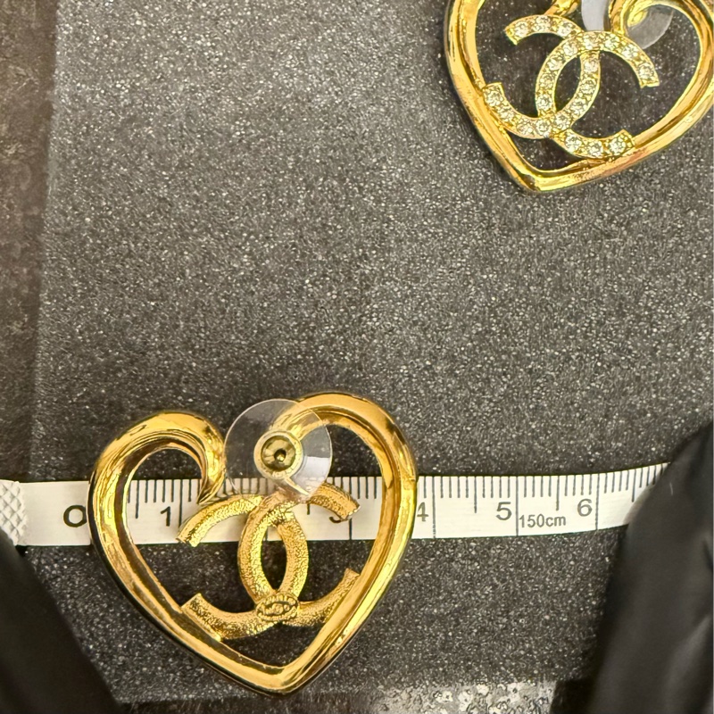 CHANEL大尺寸愛心水鑽耳環(耳釘)-5