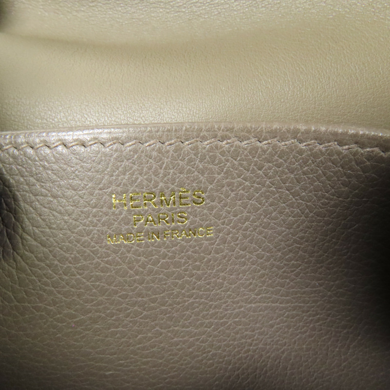 HERMES Evercolor皮革Halzan 25金扣手挽肩背兩用袋Etain-6