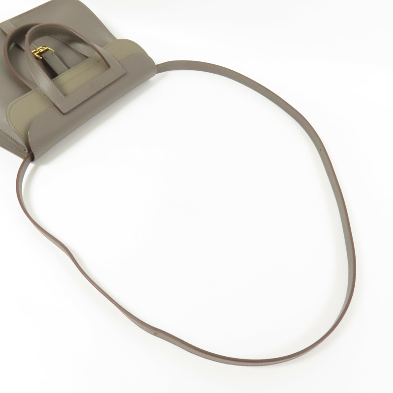 HERMES Evercolor皮革Halzan 25金扣手挽肩背兩用袋Etain-7