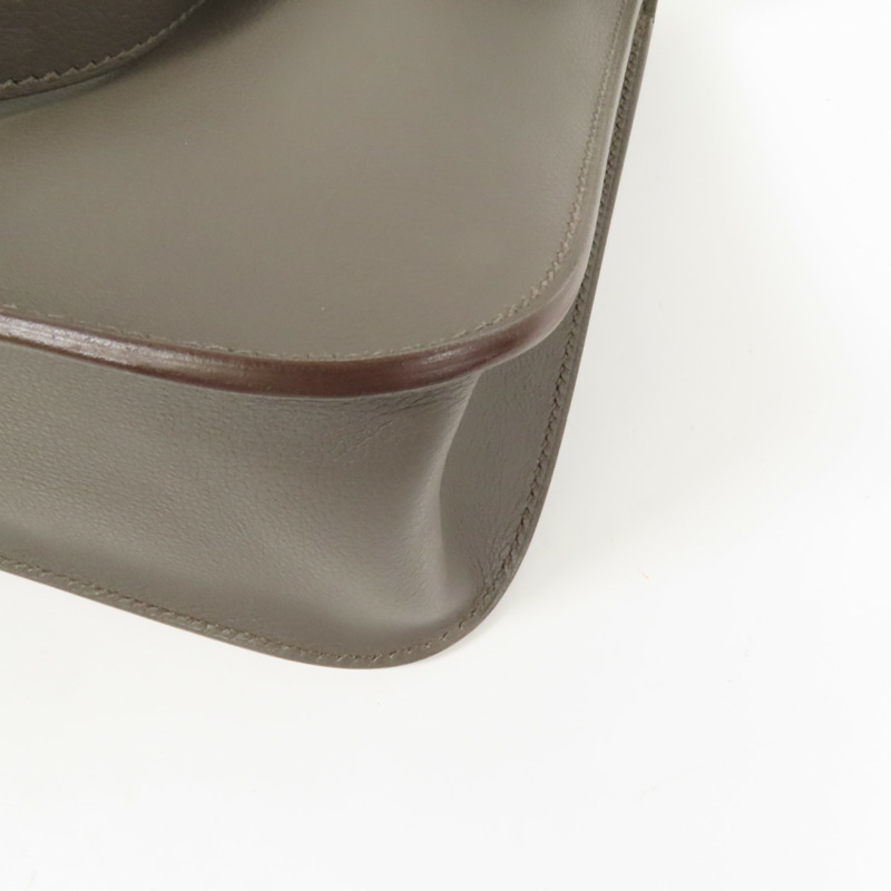 HERMES Evercolor皮革Halzan 25金扣手挽肩背兩用袋Etain-11