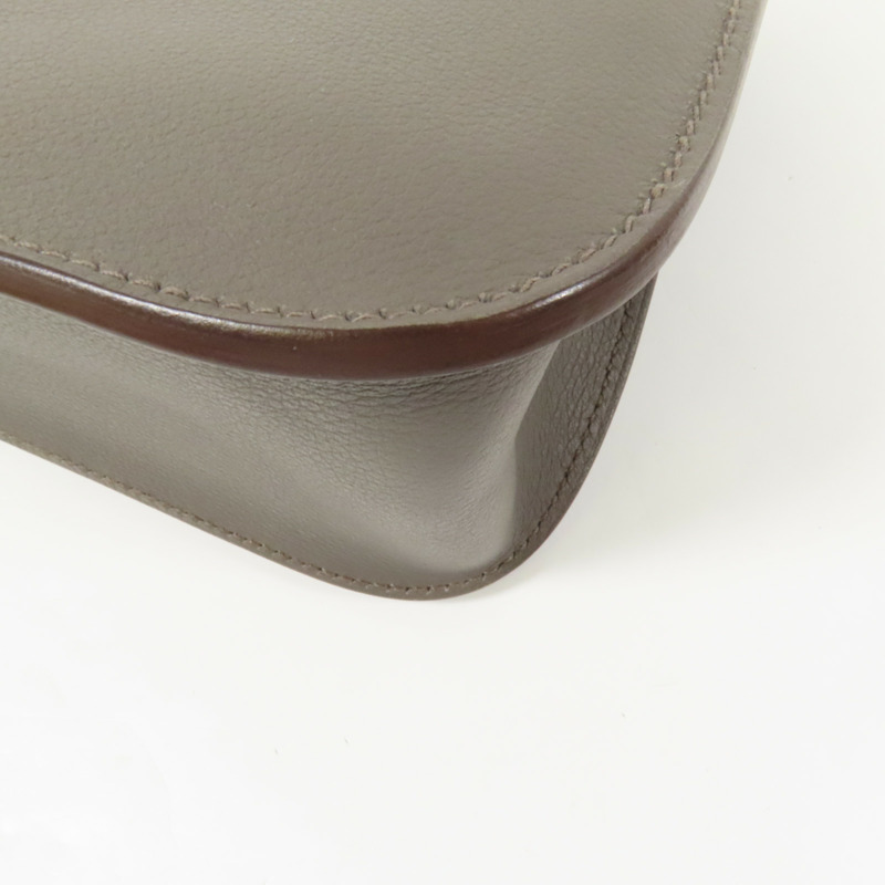 HERMES Evercolor皮革Halzan 25金扣手挽肩背兩用袋Etain-13