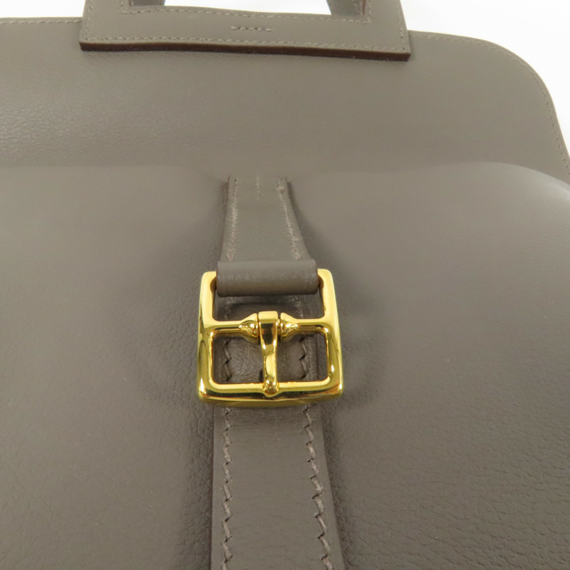 HERMES Evercolor皮革Halzan 25金扣手挽肩背兩用袋Etain-14