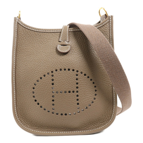HERMES Clemence皮革Evelyne TPM金扣肩背袋Etoupe