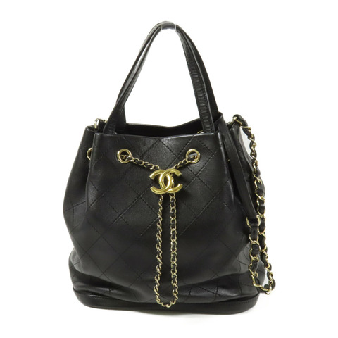 CHANEL 牛皮皮革Shoulder Bag金扣鏈帶肩背袋