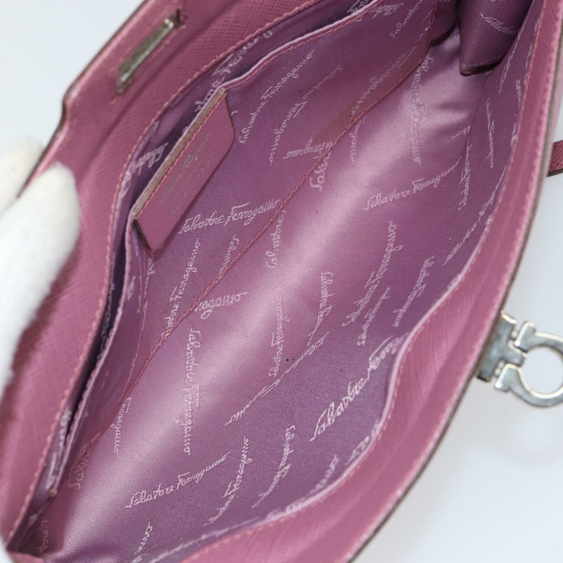 【日本直送】Salvatore Ferragamo Gancini 單肩包 皮革 粉紅色 銀色 正品 bs29685-9
