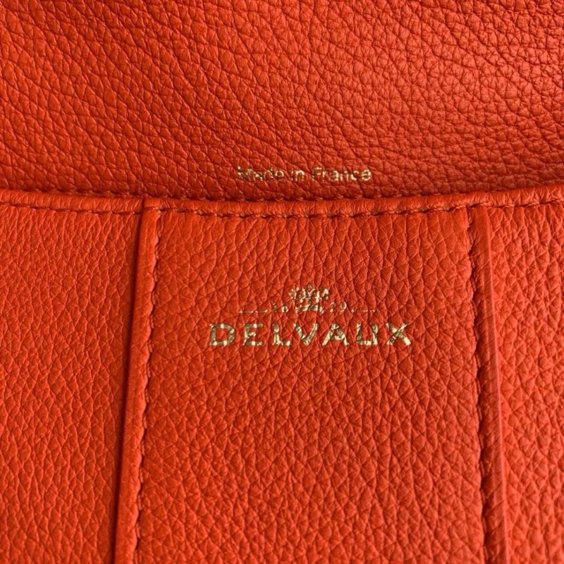 Delvaux Brillant 手提包 單肩斜挎包 中號 橙紅色-6