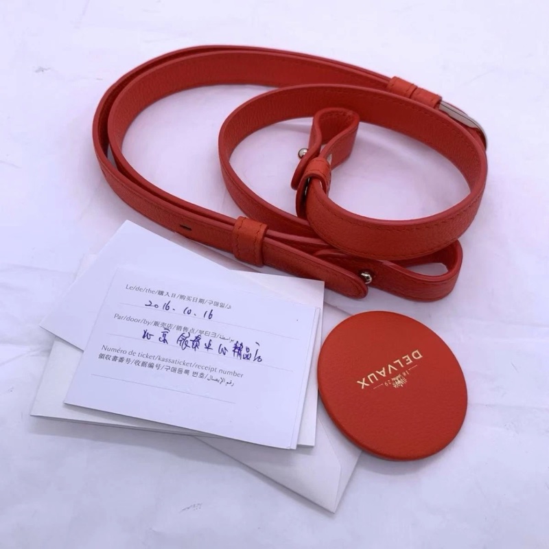 Delvaux Brillant 手提包 單肩斜挎包 中號 橙紅色-7