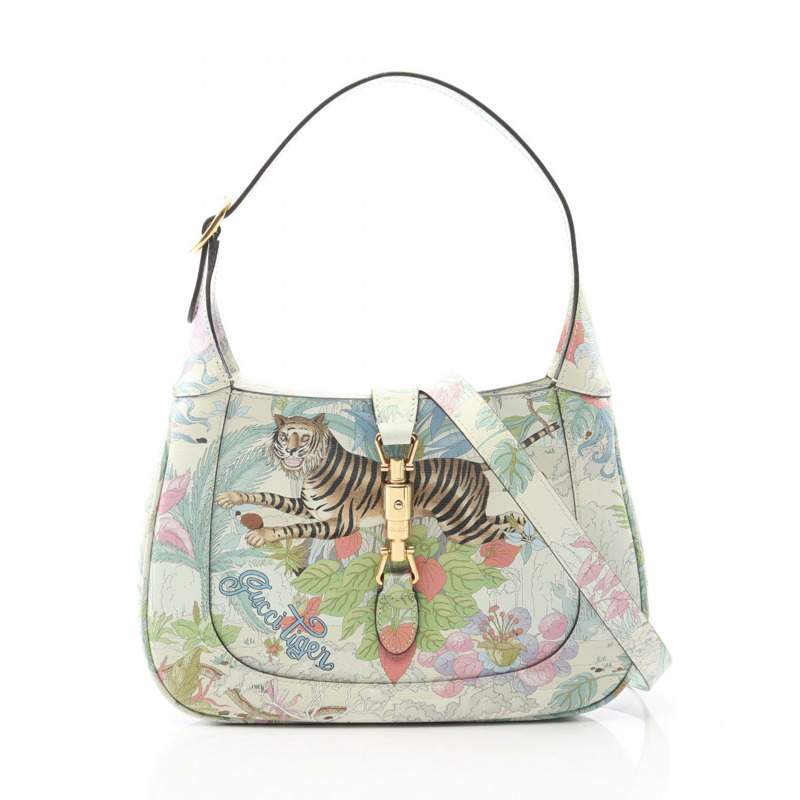 GUCCI GUCCI TIGER Jackie 1961 小號單肩包 636709 皮革 藍色 二手 女士-0