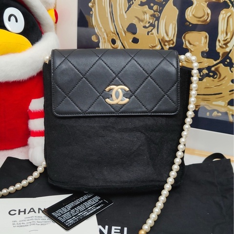 【全❤全套帶票 】Chanel  Gabrielle流浪金扣珍珠鏈條斜挎單肩包
