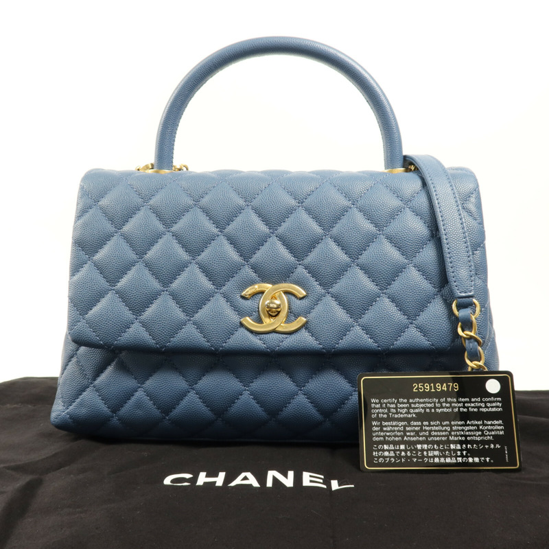CHANEL 牛皮皮革Coco Handle金扣手挽肩背兩用袋-13