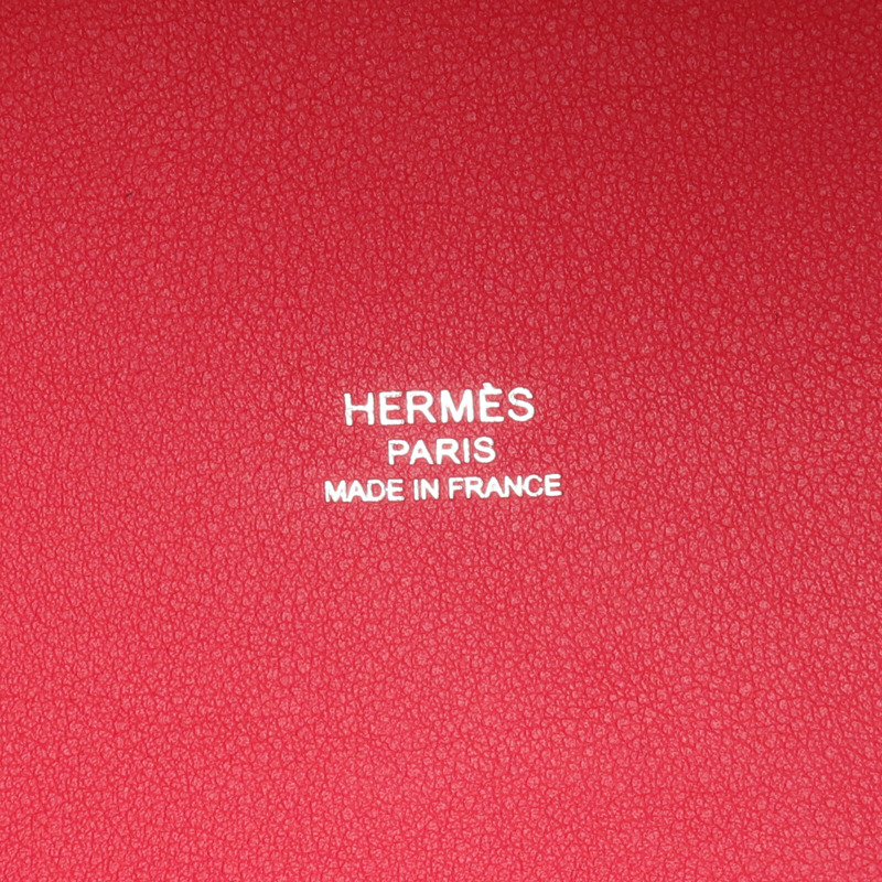 HERMES Toile H帆布/天鵝絨Cabas H En Biais 27手挽肩背兩用袋Framboise-5