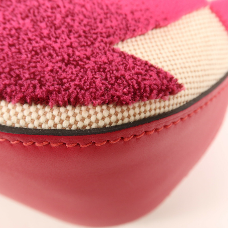 HERMES Toile H帆布/天鵝絨Cabas H En Biais 27手挽肩背兩用袋Framboise-10