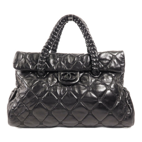 CHANEL 羊皮皮革Handbag銀扣手挽袋