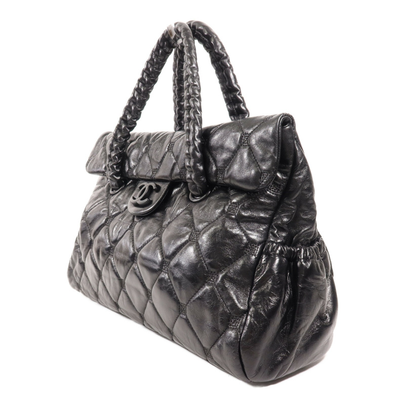 CHANEL 羊皮皮革Handbag銀扣手挽袋-2