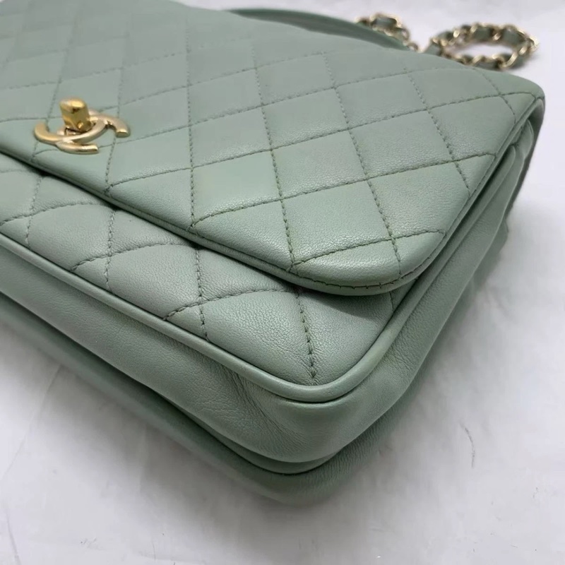 CHANEL Matelasse 手提包 鏈條單肩包 斜挎包 薄荷綠-11