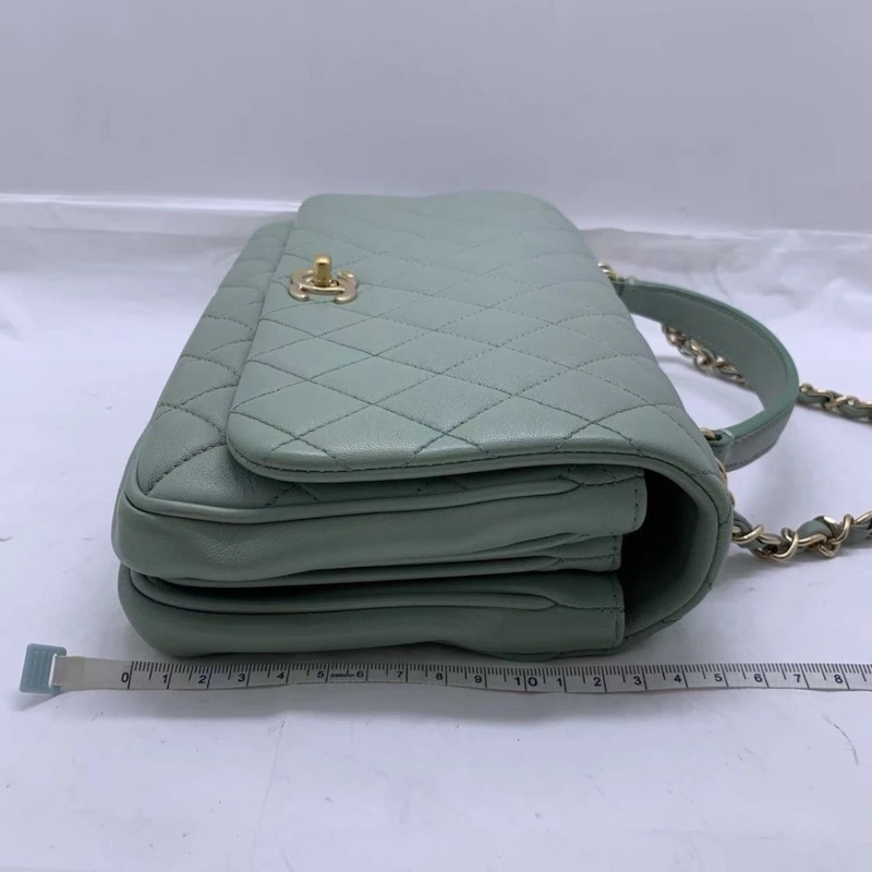 CHANEL Matelasse 手提包 鏈條單肩包 斜挎包 薄荷綠-13