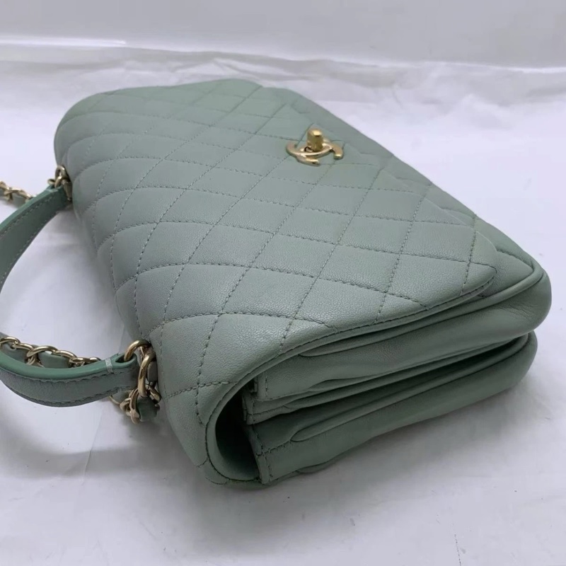 CHANEL Matelasse 手提包 鏈條單肩包 斜挎包 薄荷綠-14