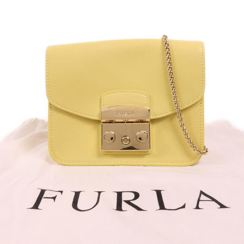 Furla 牛皮皮革Shoulder Bag金扣鏈帶肩背袋-12