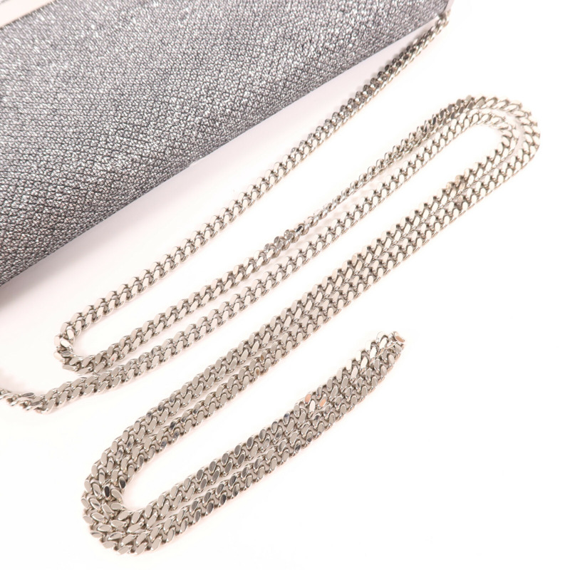JIMMY CHOO Metallic皮革Chain Shoulder銀扣鏈帶肩背袋-6