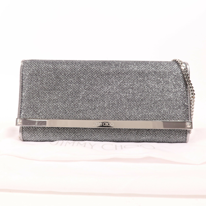 JIMMY CHOO Metallic皮革Chain Shoulder銀扣鏈帶肩背袋-11