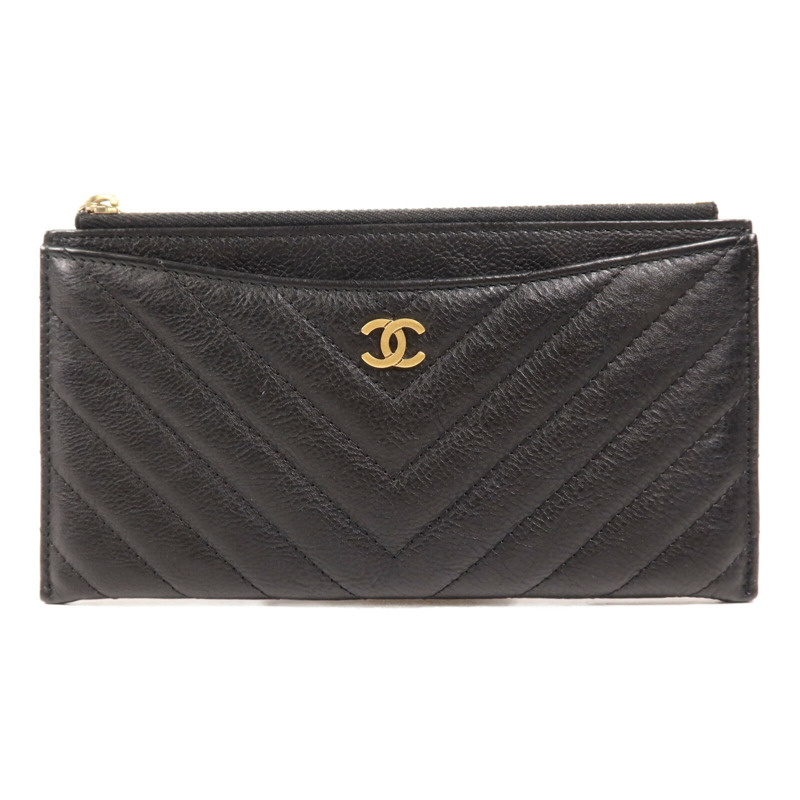 CHANEL 牛皮皮革Card Holder金扣卡片套-0