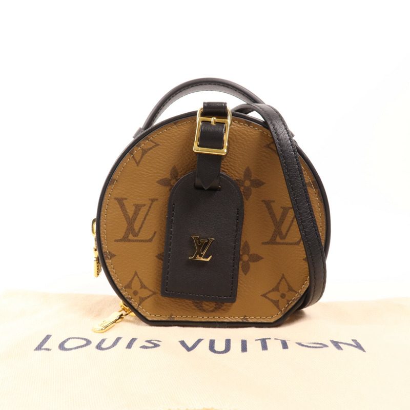 LOUIS VUITTON Monogram Reverse Mini Boite Chapeau金扣手挽肩背兩用袋-12