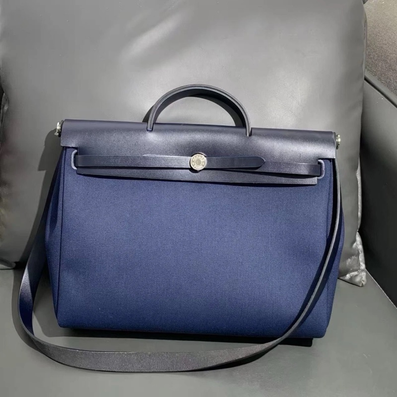 HERMES Herbag Zip 39 MM 郵差單肩包 Hunter 藍色手提包-1