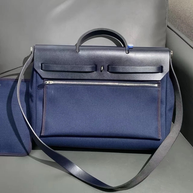 HERMES Herbag Zip 39 MM 郵差單肩包 Hunter 藍色手提包-2