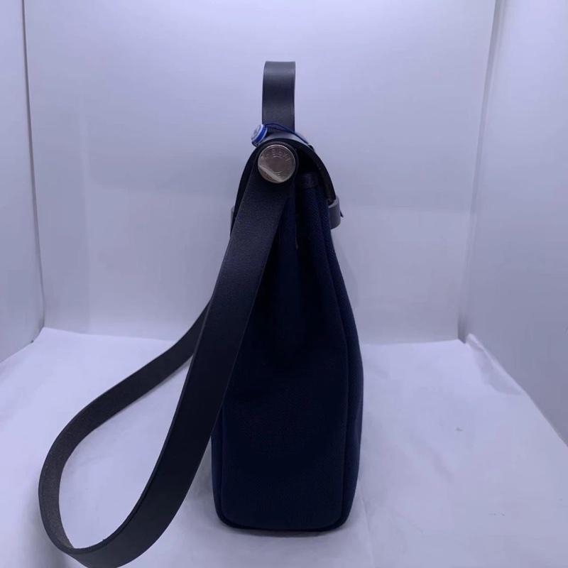 HERMES Herbag Zip 39 MM 郵差單肩包 Hunter 藍色手提包-4