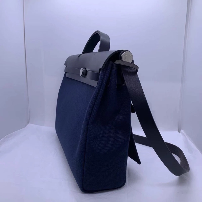 HERMES Herbag Zip 39 MM 郵差單肩包 Hunter 藍色手提包-11