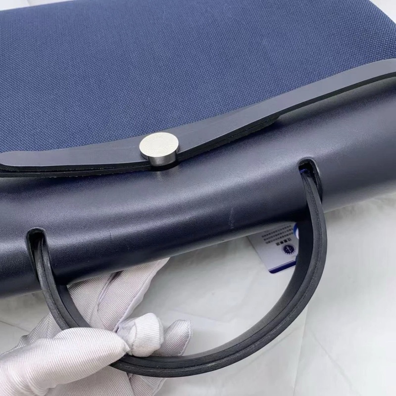 HERMES Herbag Zip 39 MM 郵差單肩包 Hunter 藍色手提包-13