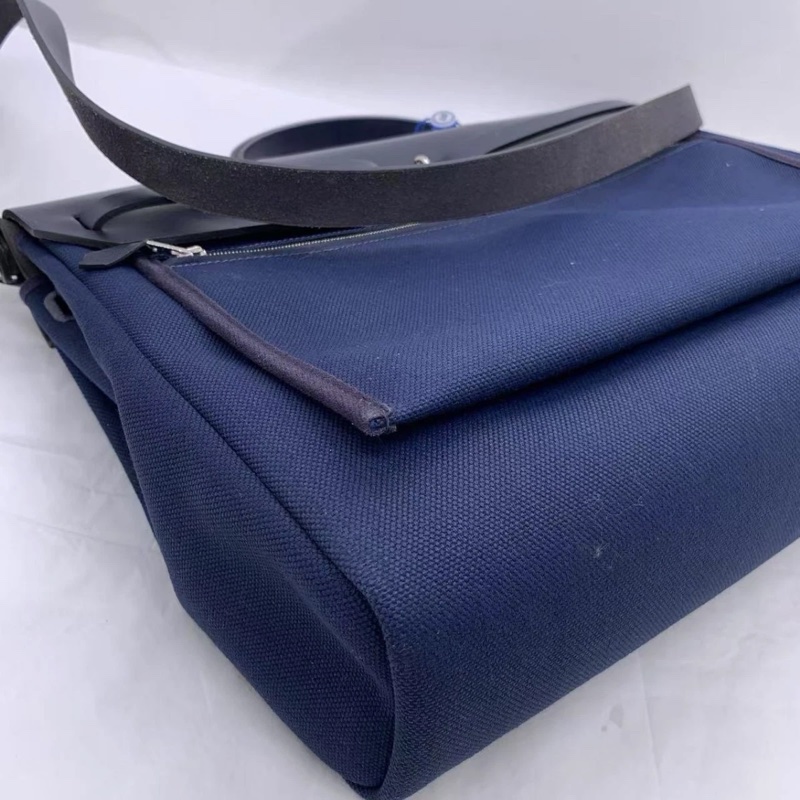 HERMES Herbag Zip 39 MM 郵差單肩包 Hunter 藍色手提包-16