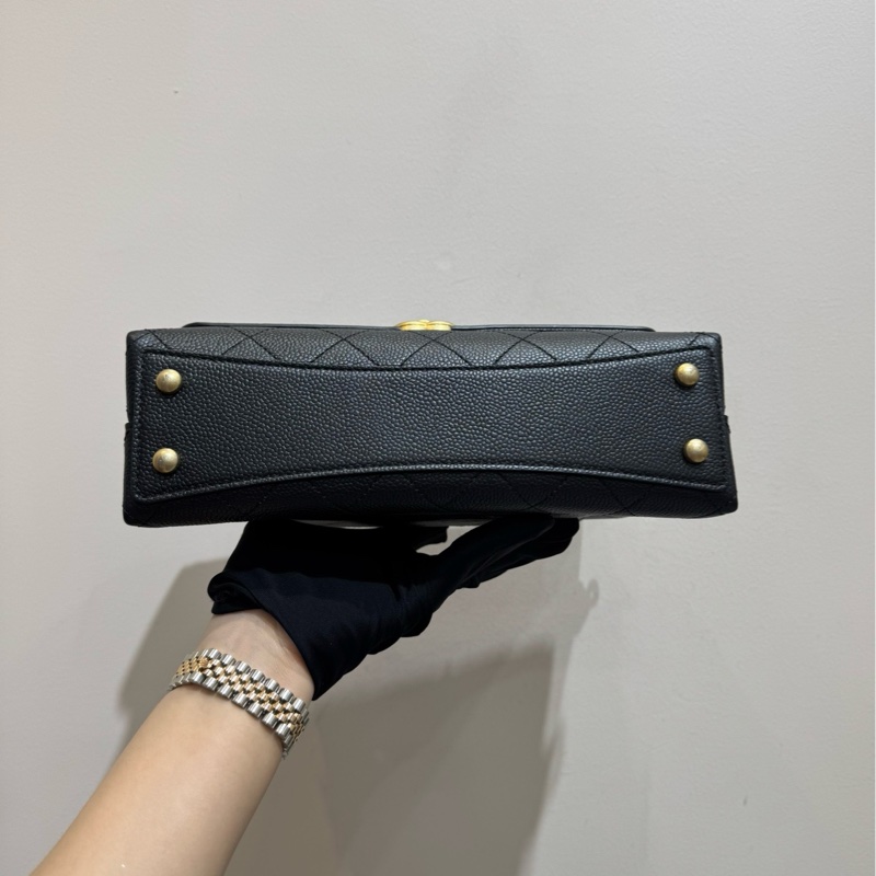 【閒置❤️】Chanel Chic Affinity黑色金扣荔枝紋牛皮手提包肩背包-3