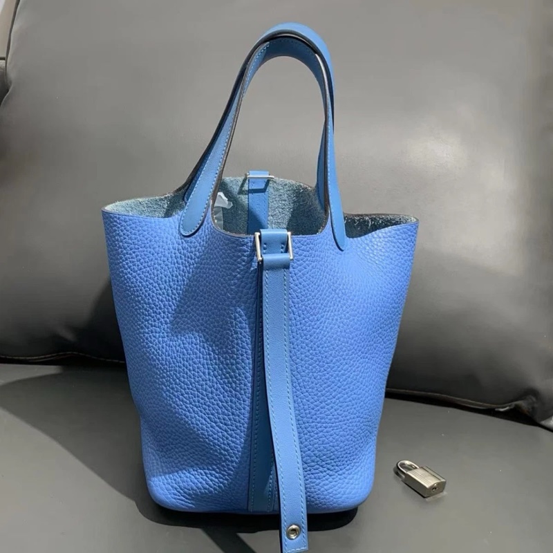Hermès Picotin Lock 18 藍色 菜籃子水桶手提包-1