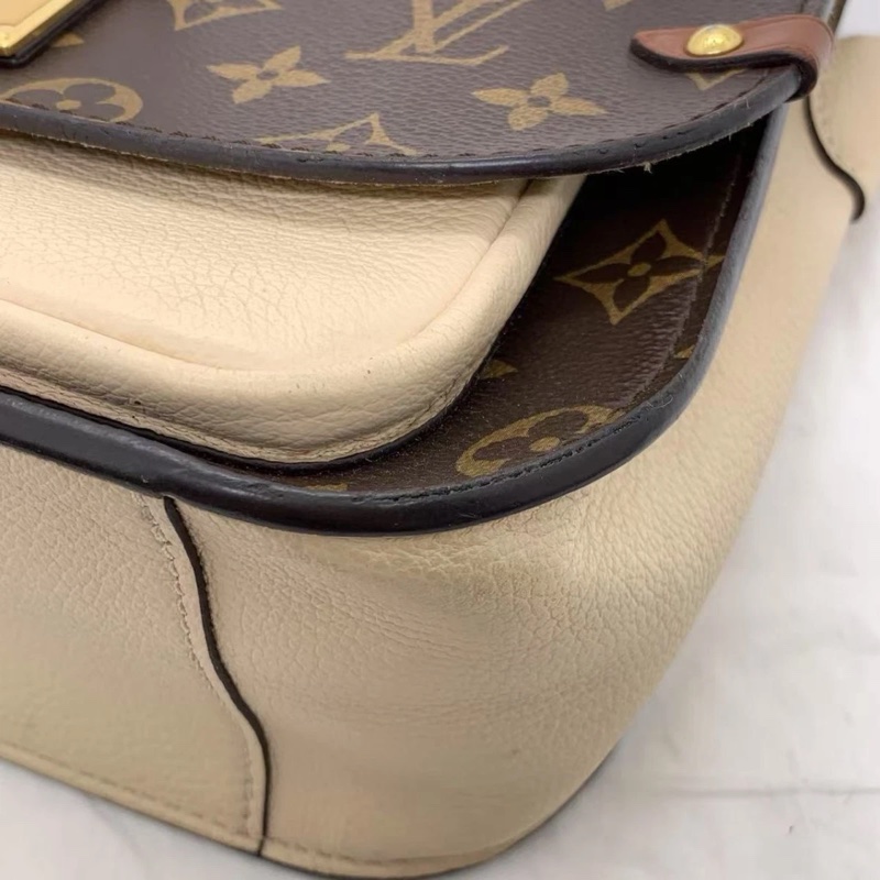 Louis Vuitton Vaugirard Noir 棕色單肩斜挎手提包 Monogram 帆布拼皮-11