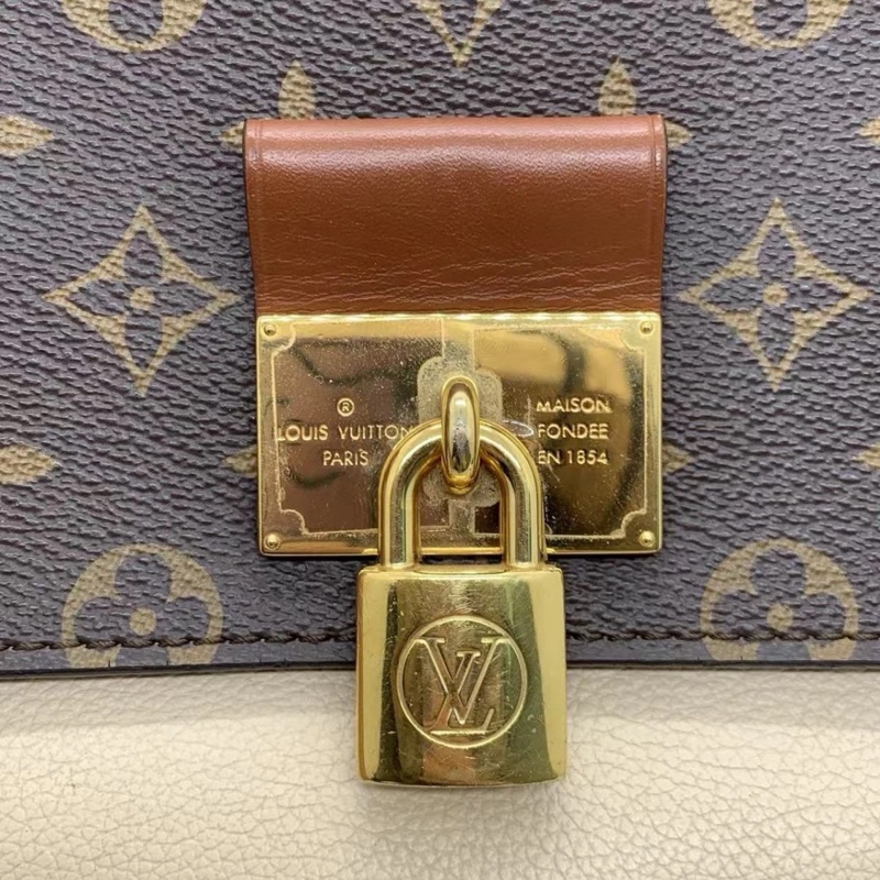 Louis Vuitton Vaugirard Noir 棕色單肩斜挎手提包 Monogram 帆布拼皮-13