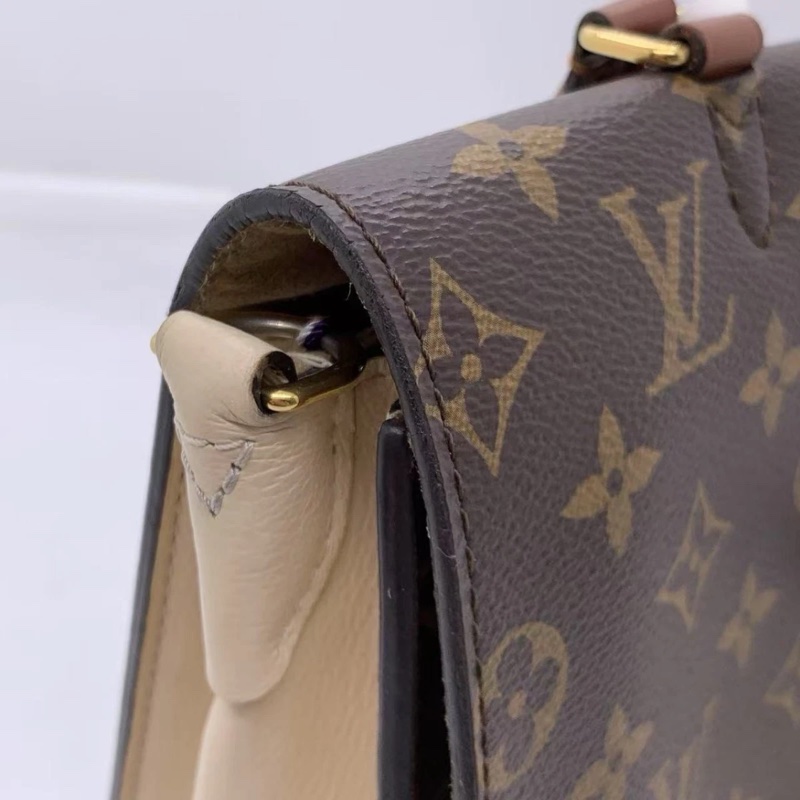 Louis Vuitton Vaugirard Noir 棕色單肩斜挎手提包 Monogram 帆布拼皮-15