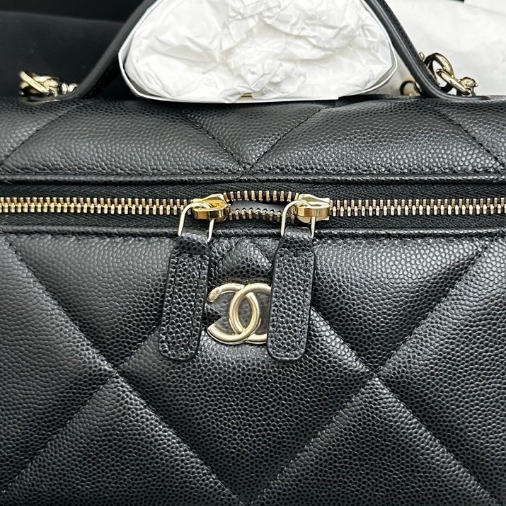 【全❤️全套帶票 】Chanel 25P黑色金扣大零格紋荔枝牛皮LP飯盒包 斜挎包-4